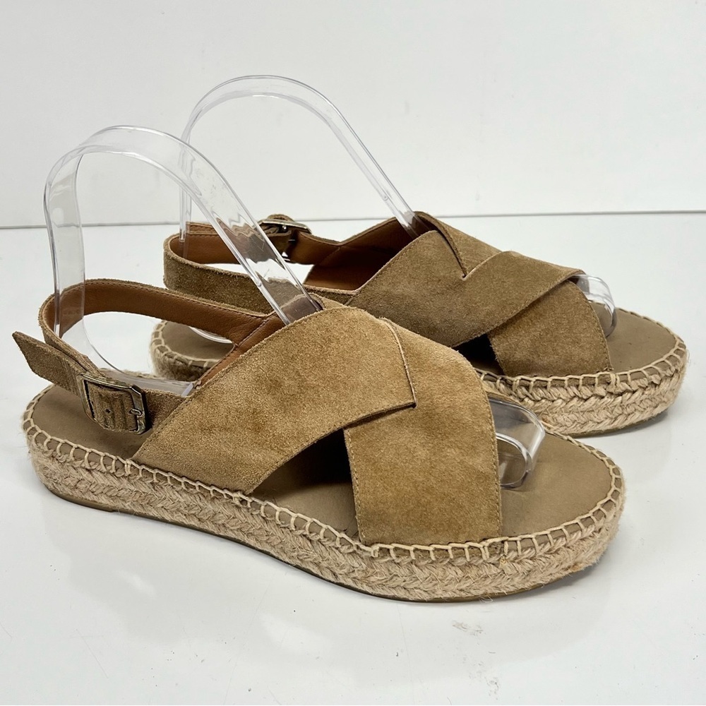 PASEART Taupe suede platform sling back espadrilles size - Picture 4 of 10